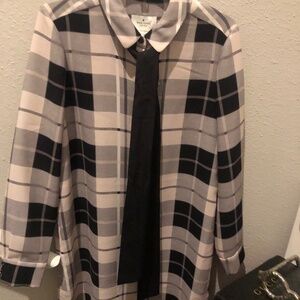 Kate Spade Plaid Shirt Dress with Neck Tie